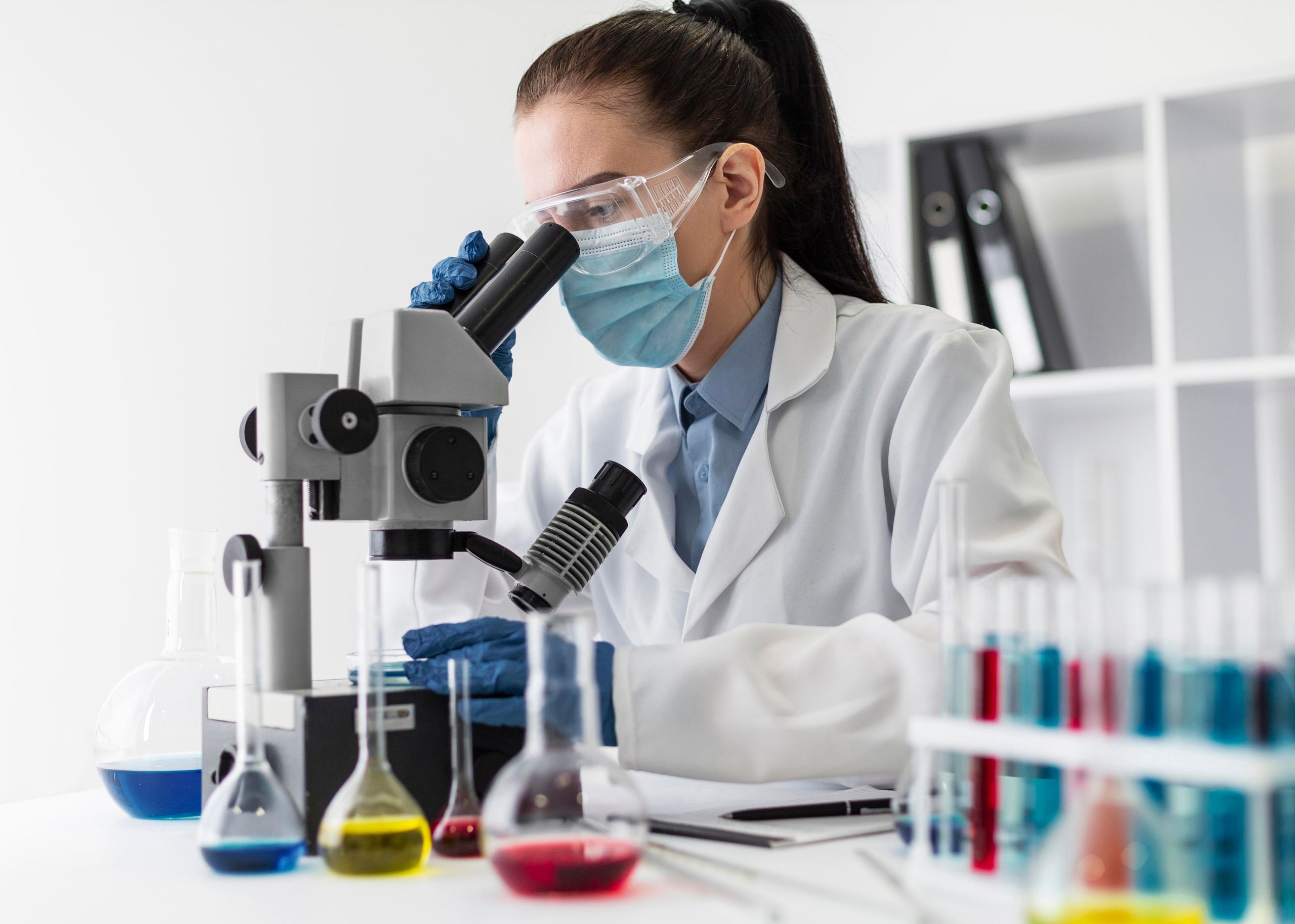 Pharmaceutical samples being reviewed in a laboratory