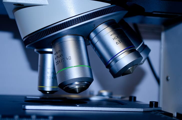 Microscope set up for analytical testing in a quality control lab